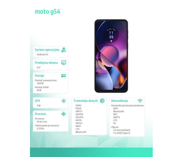 Motorola moto g54 5G 8/256GB Midnight Blue 120Hz - 1317821 - zdjęcie